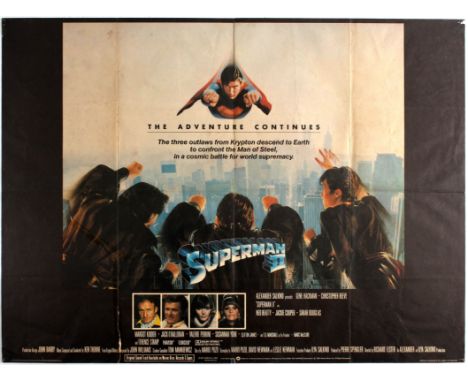 Original vintage movie poster for UK release of Superman II directed by Richard Lester starring Gene Hackman, Christopher Ree
