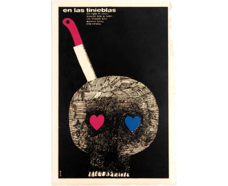 Original vintage movie poster for En Las Tinieblas - Cuban release of English horror mystery thriller directed by Brian G. Hu