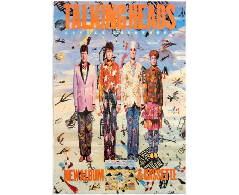 Original vintage advertising poster for release of Talking Heads' album Little Creatures. Folded, creases on margins, stains 