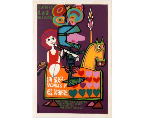 Original vintage movie poster for Cuban release of German comedy musical Frau Venus und ihr Teufel (La Sra Venus Y El Diablo)