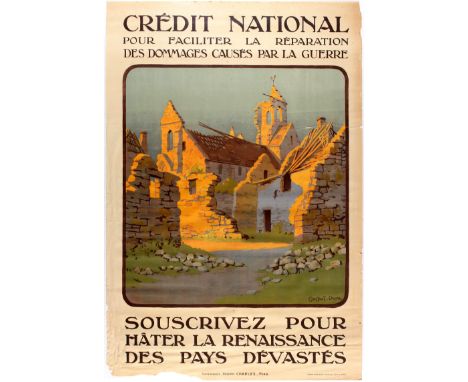 Original vintage propaganda poster National Credit to faciliate the repair of damage caused by war (Crédit National pour faci