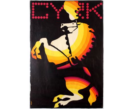 Original vintage Polish advertising poster Circus (Cyrk) featuring illustration of horse with stylised lettering above. Good 