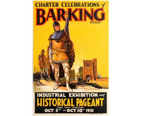 Original vintage advertising poster Charter Celebrations of Barking Essex. - Industrial Exhibition and Historical Pageant (Un