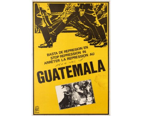 Original vintage Cuban propaganda poster Stop Repression in Guatemala  published by the Organisation of Solidarity with the P