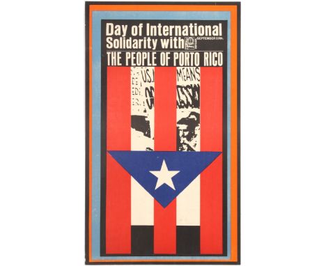 Original vintage Cuban propaganda poster Solidarity with the People of Puerto Rico September 23th (Journee de Solidarite Inte