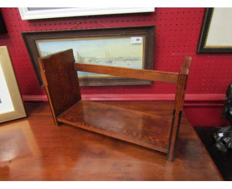 A handcrafted Deco oak table top book trough, 40cm long