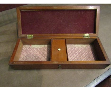 A late Victorian games box with cribbage board top, 5cm x 28cm x 10cm