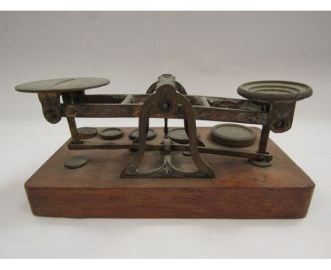 A set of postal scales with weights