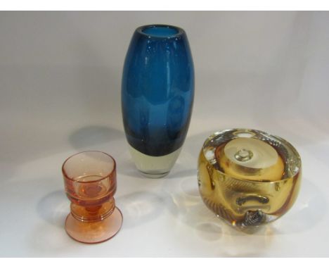 Studio Art glass including Wedgwood "Sheringham" candlestick (3)