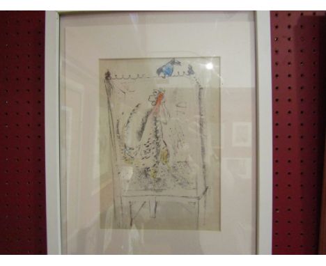 MARY McCARTNEY MACQUEEN (Australian 1912-1994): Lithograph depicting cockerel in a cage, pencil signed and dated 81, 25cm x 1