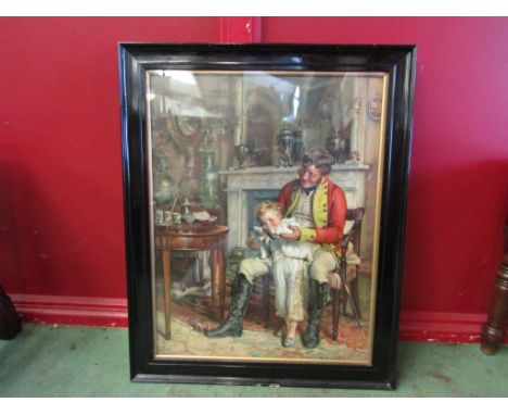 19th Century Pears coloured print of soldier and child in ebonised glazed frame, 57cm x 44cm   