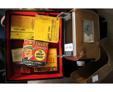 A cased Kodak Brownie movie camera, together with a selection of film, to include W.C. Fields "The Great Chase"