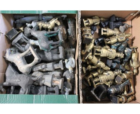 Two small boxes containing a large selection of Chinese figurines-Terracotta Army style