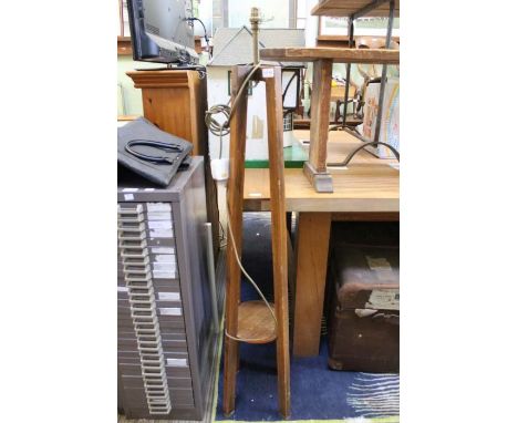 Wooden four leg standard lamp