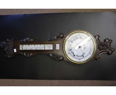 An oak cased wall barometer, the dial inscribed R. Glendinning of Greenock, 87cm high