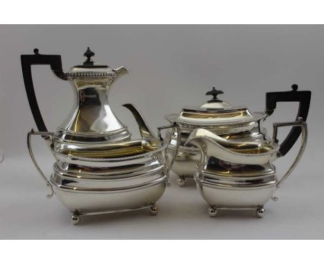 James Dixon &amp; Sons Ltd. a four-piece silver tea set, comprising teapot, hot water jug, milk jug and sugar bowl, Sheffield