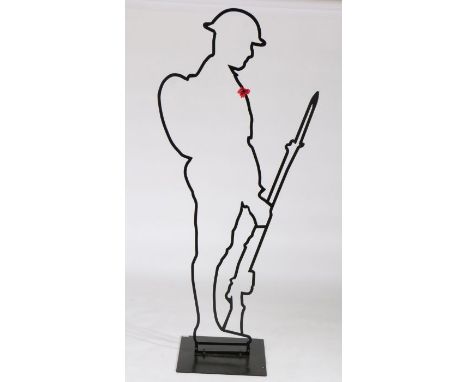Memorial silhouette figure to a First World War 'Tommy' , black coated aluminium, with base, height approx 182cm (6ft) (Bisho