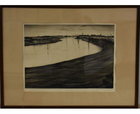 C R W Newman, by and after, The Estuary, monochrome etching, 27cm x 37cm