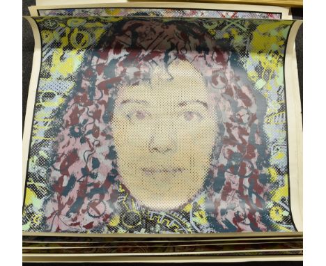 Chris Plowman,Portrait of a girl; Variations on a Theme, five from an open series,Silkscreen prints,each measuring 89cm x 89c