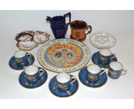 A group of various pottery wares including a Paragon commemorative plate, the Silver Jubilee of George V and Queen Mary, Land