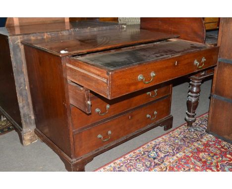 Georgian mahogany gentleman's chest with fitted top drawer over pull out slide and three further drawers raised on bracket fe