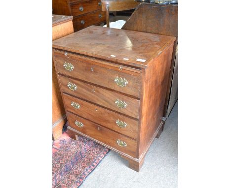 Georgian style mahogany bachelors chest with pull out brushing slide over four drawers with brass handles supported on bracke