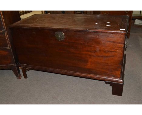 Large 19th mahogany blanket box raised on bracket feet, 124cm wide