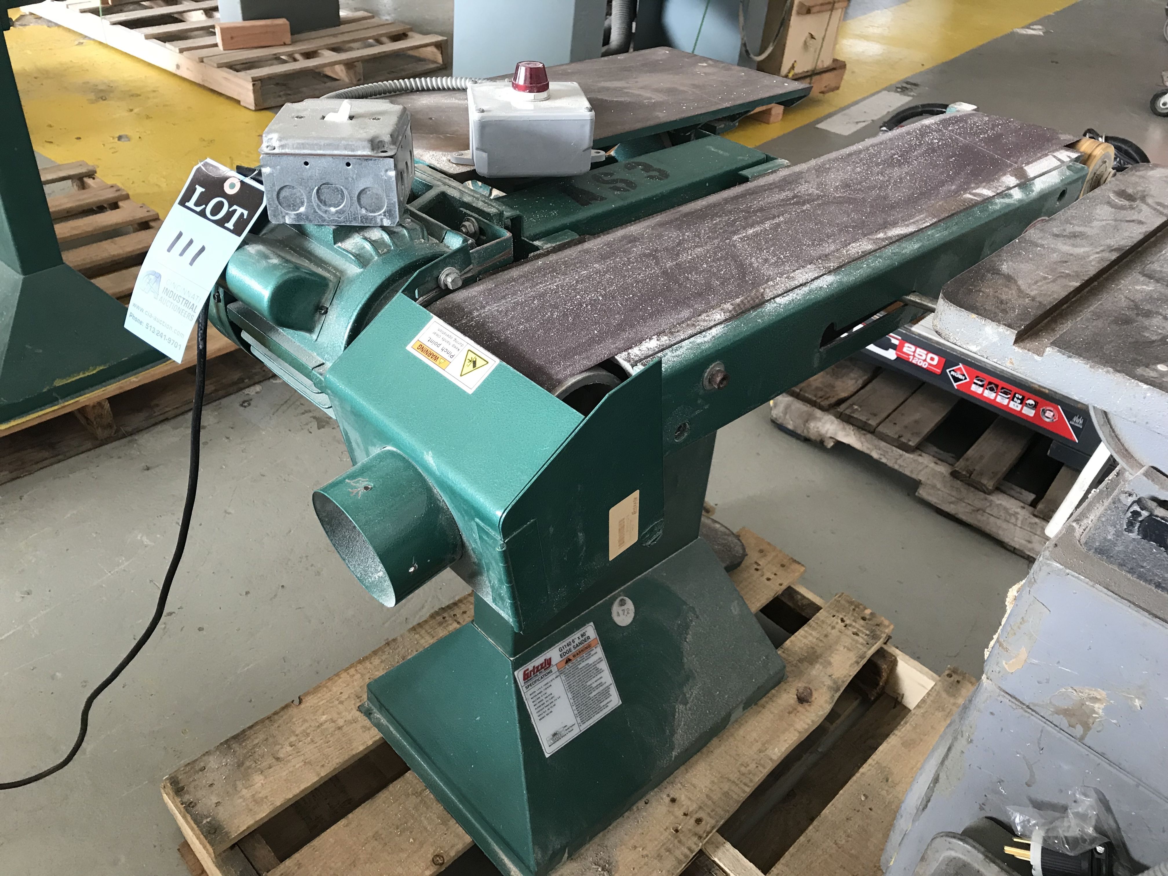 GRIZZLY MODEL G1140 EDGE SANDER, 6" X 80" BELT SIZE, 1/2 HP **LOCATED AT 100 SEA RAY DR., FLAGLER