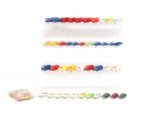 Minix: A collection of approx. 40 unboxed plastic Minix vehicles to comprise various caravans, Ford 15 CWT vans, AEC Bus, Vau