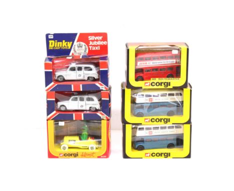 Diecast: A collection of eight boxed Corgi and Dinky diecast vehicles to include: Dinky Cinderella's Coach, two Silver Jubile