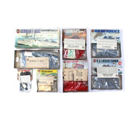 Airfix: A collection of assorted unmade Airfix model kits to include: German E-Boat, R.N. Vosper 73ft MTB, RAF Rescue Launch,