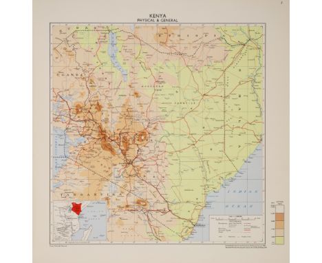 Africa.- Atlas of Kenya, first edition, 45 maps, many colour, previous owner's ink signature to title, 2 negatives of maps lo