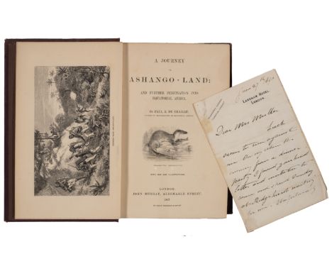 Africa.- Du Chaillu (Paul B.) A Journey to Ashango-Land, first edition, ALs from author loosely inserted,&nbsp;frontispiece, 