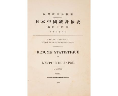 Japan.- Resume Statistique de L'Empire du Japon, text inf French and Japanese, double-page colour table at end, light spottin