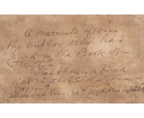 Trinidad.- Fraser (Lionel Mordaunt) History of Trinidad, 2 vol., manuscript note possibly in the author's hand pasted to fron