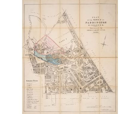 London.- Lucas (George Oakley) Plan of the Parish of Paddington, Middlesex,&nbsp;lithograph with hand-colouring, 630 x 520 mm