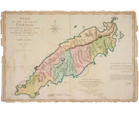 Tobago.- Byres (John) Plan of the Island of Tobago..., large plan with the island divided into areas for 'the Sale of Lands i