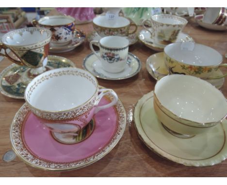 A selection of cups and saucers including Noritake, Locke & Co etc
