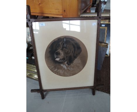 A large portrait painting of a St. Bernard.