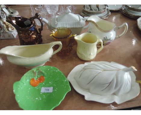 A selection of ceramics including Carltonware butter dish, Fieldings and Meakin etc