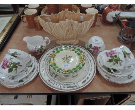 A part Royal Vale tea service and Adams Titanware plates and a Sylvac hyacinth bowl etc