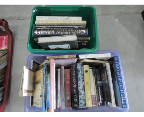 Two boxes of Architectural volumes relating to religious buildings including Byzantine art and Architecture by Lyn Rodley