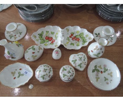 A selection of Wedgwood 'Wild Strawberry' trinket boxes and plates and Queens 'Virginia Strawberry'