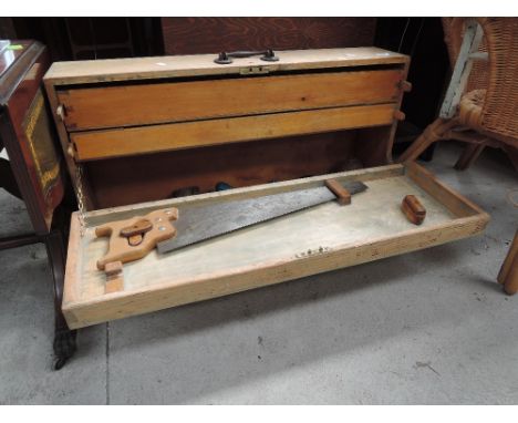 A vintage joiners tool box and contents