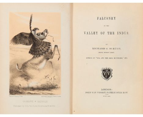 ƟRichard Francis Burton, Falconry in the Valley of the Indus, first edition [London, John Van Voorst, 1852]complete, half-tit