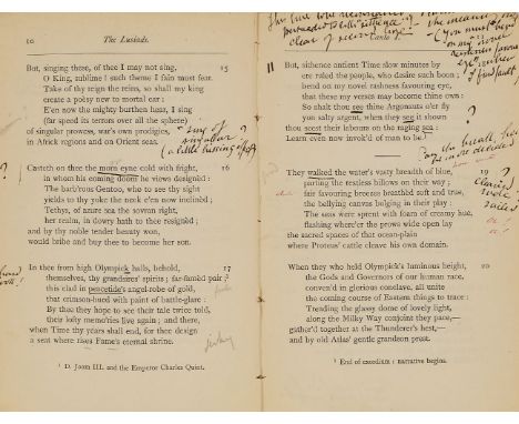 ƟRichard Francis Burton, Os Lusidas, author's personal proof copy with manuscript annotations throughout [London, probably Wy