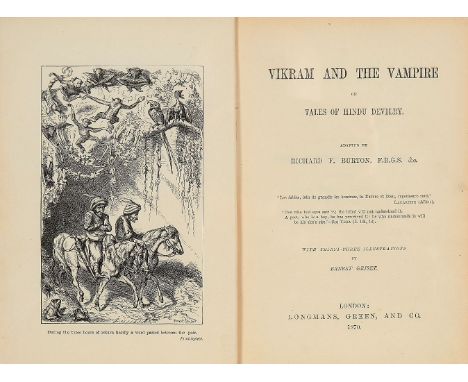 Ɵ Richard Francis Burton, Vikram and the Vampire, or Tales of Hindu Devilry, first edition, first issue [London, Longmans, Gr