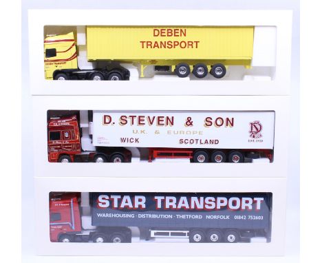 Eligor: A collection of three boxed Eligor, 1/43 Scale diecast model cab and trailer to comprise: DAF XF105 Superspace Cab Co