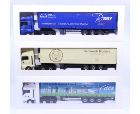 Eligor: A collection of three boxed Eligor, 1/43 Scale diecast model cab and trailer to comprise: Man TG XXL Tautliner Bibby 