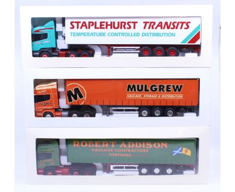 Eligor: A collection of three boxed Eligor, 1/43 Scale diecast model cab and trailer to comprise: Scania Serie R Highline Sem